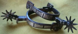 Vintage Silver Inlaid Spurs,  Star Marked,  Hand Forge,  Great Patina,  North&judd?