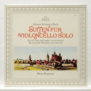 Pierre Fournier - Js Bach Suites For Cello Nos.  1 & 2 Archiv 198186 Lp Ex,