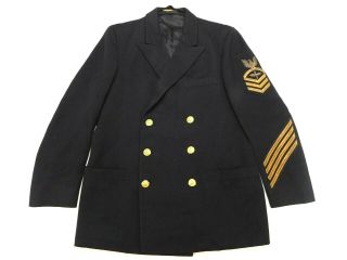 Named Vintage Us Navy Ad Cpo Service Dress Blue Jacket Coat Bullion Patch Sz 42