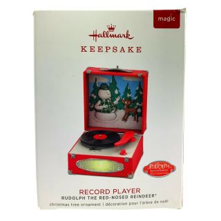 Hallmark Keepsake 2018 Record Player Magic Light & Sound Ornament Plays Rudolph