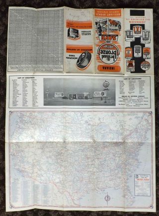 1940s Johnson Oil Brilliant Bronze Gasoline Service Station Indiana Road Map 2