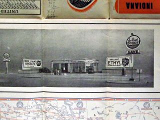 1940s Johnson Oil Brilliant Bronze Gasoline Service Station Indiana Road Map 3