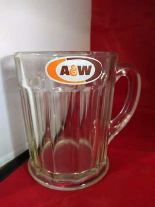 A&w Root Beer Logoed Mug/drinking Glass 5.  75 " High,  Collectible Home/barware