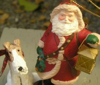 Wire Fox Terrier With Santa Ornament