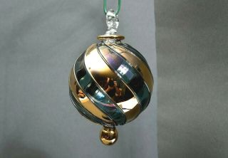 Christmas Ornament Blue Gold Iridescent Glass Swirl Egyptian - Style Pendant Ex,