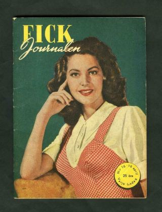 Vintage Ava Gardner Dorothy Malone Betty Huton " Flick " Swedish Mag 1948