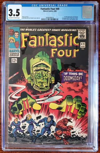 Fantastic Four 49 Cgc 3.  5 1966 1st Full App Of Galactus,  2nd Silver Surfer