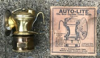 Vintage Miners Auto - Lite Carbide Lamp With Box
