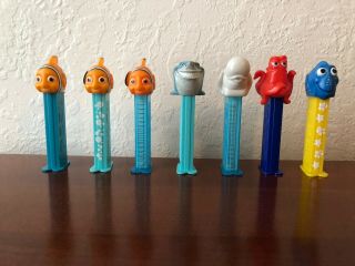 Pez Finding Nemo/dory Dispensers.  Set Of 7 Including 3 Different Nemo.  Loose.