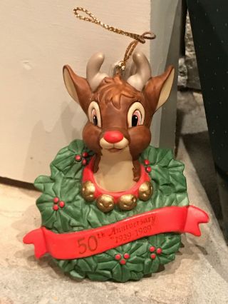 Rudolph Red Nosed Reindeer 50th Anniversary Porcelain Ornament
