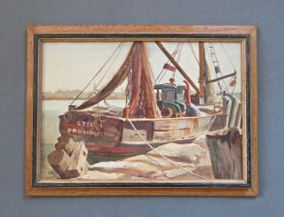 Listed Artist Mitchell Jamieson (1915 - 1976) Provincetown,  Ma Harbor W/c Painting