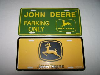 Vintage John Deere License Plates Tags Pair Licensed Product Parking Only