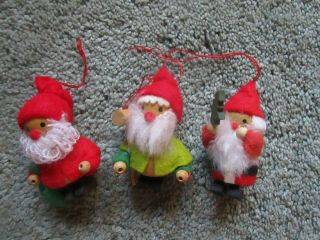 3 Vintage Wood Elf/gnome/santa 