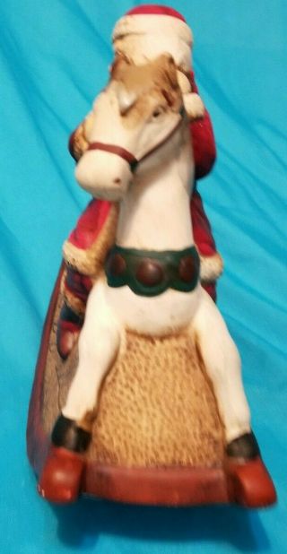 Vintage Old World Santa on Rocking Horse Musical Hand Painted Porcelain 2
