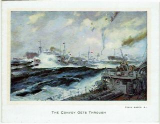 Ww11 Tuck Artist F Mason Vintage Christmas Card Admiralty Whitehall Convoy Ship