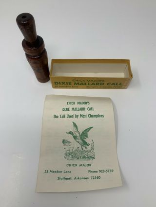 Vintage Chick Majors Dixie Mallard Call With Pamphlet