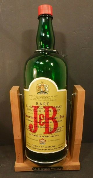 Vintage Large J&b Scotch Liquor Display Bottle Swing Cradle Bar Collectible
