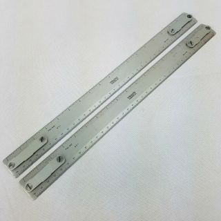 Vemco Drafting Metal Rulers 18 " Drafting Machine Scale Full Half Size Aluminum