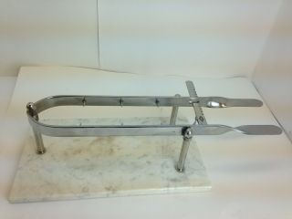 Chef ' s Buffet Stainless Steel and Marble Carvers Station Butchers Holder Knife 3