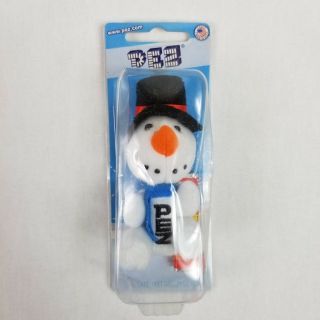 Pez Dispenser Winter Plush Snowman Key Ring Chain Snow Man