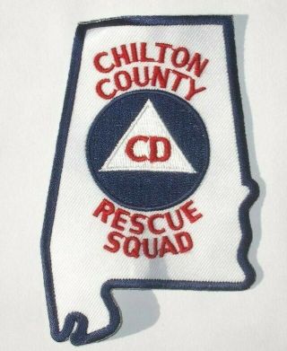 Old Chilton County Rescue Squad Cd Patch Al Alabama Civil Defense - State Shaped