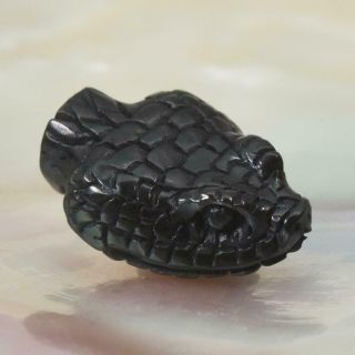 Snake Head Bead Buffalo Horn Art Carving For Bracelet Or Necklace Handmade 1.  15g