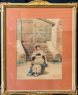 Juan Luna Y Novicio (1857 - 1899) Philippines Artist Watercolor " Lady Portrait "