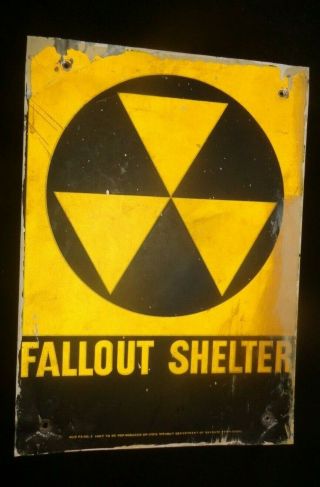 Circa 1950 Authentic Fallout Shelter Sign Cold War Era Dod Fs No.  2 10x14
