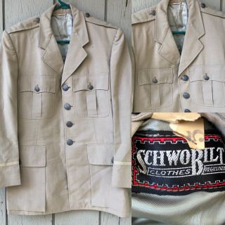 Dated Vintage Schwobilt 1954 Khaki Army Dress Uniform Jacket S
