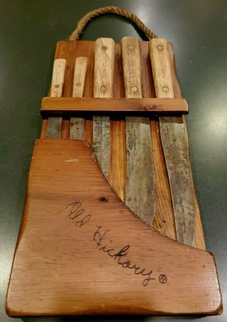 Vintage Old Hickory Knife Set With Wood Holding Block