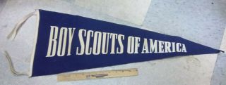 Boy Scouts Of America White On Blue Felt Pennant,  11 X 19 Inches,  1960s Era