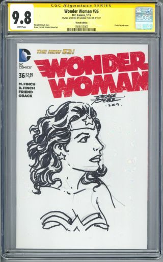 George Perez Art Sketch Wonder Woman Cgc 9.  8