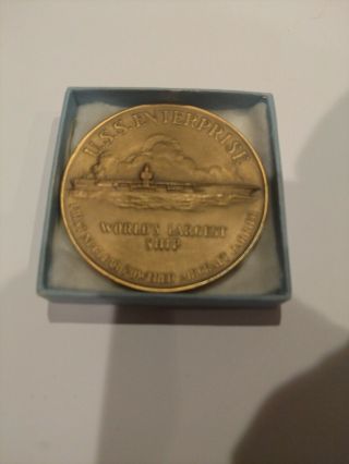 Uss Enterprise Medallic Art Coin,  Bronze,  In Orig Box,  1960,