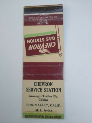Chevron Gas Service Station Matchbook Cover Pine Valley Ca