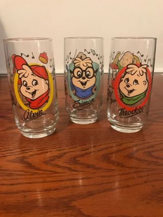 Set Of 6 Vintage 1985 Alvin And The Chipmunks Glasses