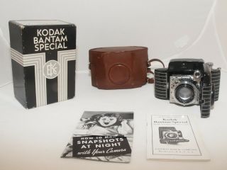 Vintage Kodak Bantam Special 828 Film Camera.  With Box,  Instr. ,  Case.