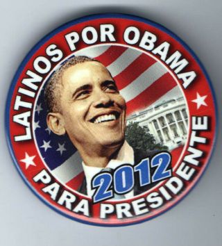 Latinos Por Obama 2012 Pin Pinback Button 2.  25 Inch Para Presidente