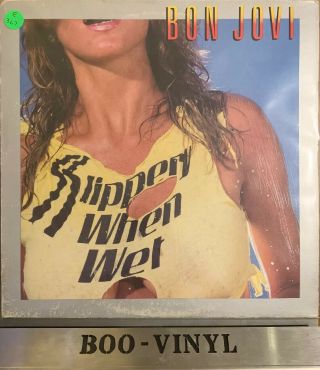 Bon Jovi - Slippery When Wet - Vinyl Lp Record Rare Sleeve In Vg,  Con