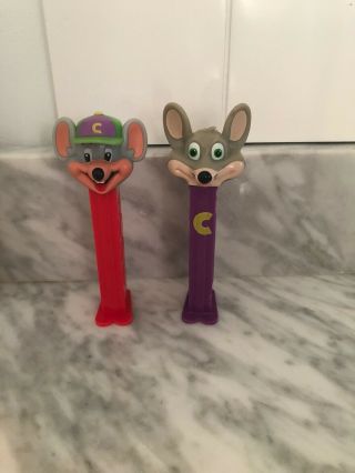 Pez Chuck E Cheese Limited Edition Dispensers.  Set Of 2.  Loose.