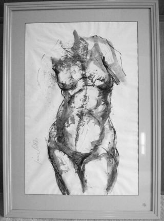James Colt,  California Modern Artist,  Female Nude Torso 2 Sketch,  Signed