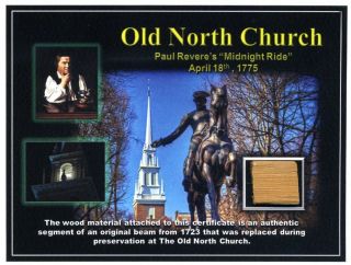 The Old North Church - Piece Of A Wood Beam From The Old North Church