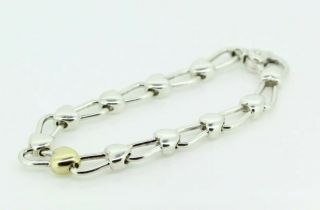 Tiffany & Co.  Vintage 18k Yellow Gold 925 Silver Padlock Heart Link Bracelet