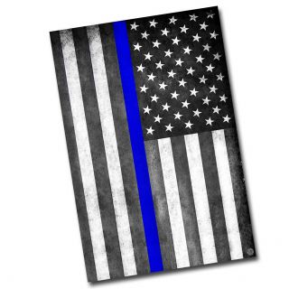 Subdued Thin Blue Line Flag For Law Enforcement 8x12 Inch Aluminum Sign