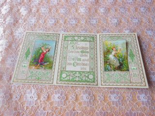 Victorian Christmas Card/three Panels/flaps With Verses Underneath/marcus Ward?