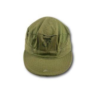 Vintage 50s 60s Usmc Marine Corps Military Hbt Cotton Field Cap Cover Hat Sz Sm