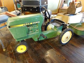 Ertl John Deere A Pedal Tractor Ride On Die Cast Vintage With Trailer