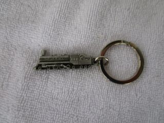 Vintage [gpu] Locomotive Train Engine Pewter Metal Key Ring Keychain