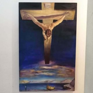 Old Catholic Painting By Salvador Dali (christ On The Cross) Not Print