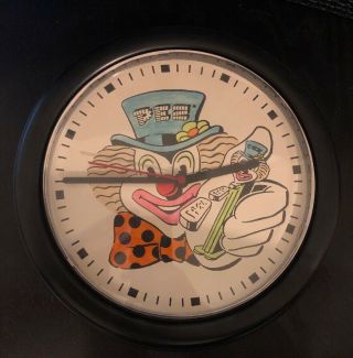 1990s Peter Pez Clown Mascot 8.  5” Wall Clock Candy Dispenser Advertising