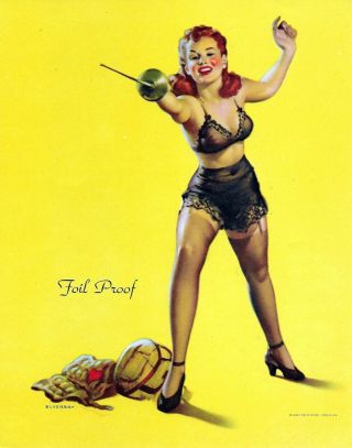 1940s Pin Up Girl Lithograph By Elvgren Foil Proof 12